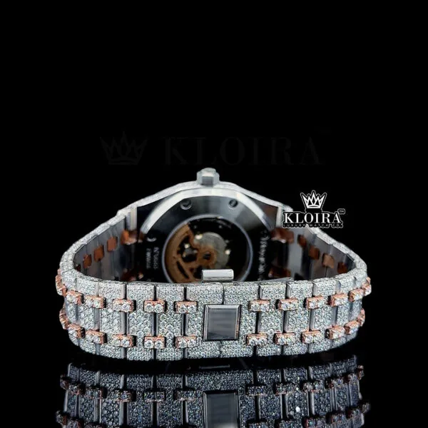 Bust Down AP Two Tone Moissanite Diamonds Watch Caseback View