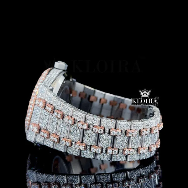 Bust Down AP Two Tone Moissanite Diamonds Watch Left Side View