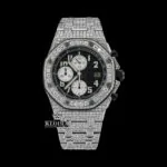 Bust Down Black Dial Chronograph Moissanite Diamond Watch