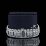 Bust Down Black Roman Numerals White Dial Moissanite Diamond Watch Bracelet View
