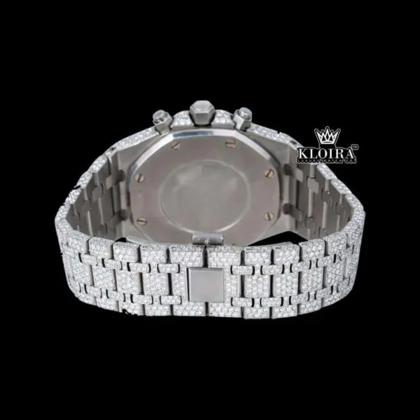 Bust Down Moissanite Diamond Watch 14K Gold VVS 20 Carat 42mm Caseback View