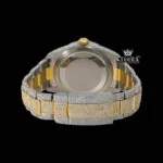 Bust Down Two Tone Yellow Dial Roman Numerals Fluted Bezel Moissanite Watch Caseback View