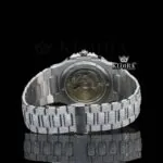 Bust Down White Dial Black Stick Markers Moissanite Diamond Watch Caseback View