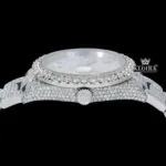 Bust Down White dial rainbow Arabic Numerals Moissanite Diamond watch Crown View