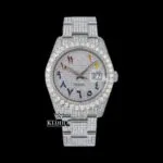 Bust Down White dial rainbow Arabic Numerals Moissanite Diamond watch