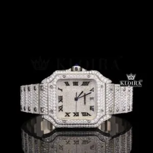 Bust Down White Dial Roman Numerals Moissanite Diamond Watch