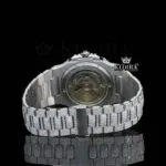 Bust Down White Dial Stick Markers Lab Grown Diamond Watch Close Up Caseback View