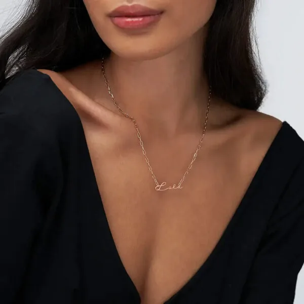 Custom Cursive Name Pendant Necklace in 14K Gold