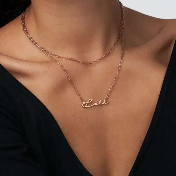 Custom Cursive Name Pendant Necklace in 14K Gold