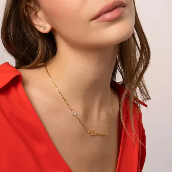 Custom Cursive Name Pendant Necklace in 14K Gold