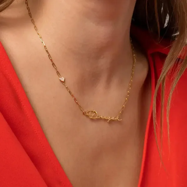 Custom Cursive Name Pendant Necklace in 14K Gold