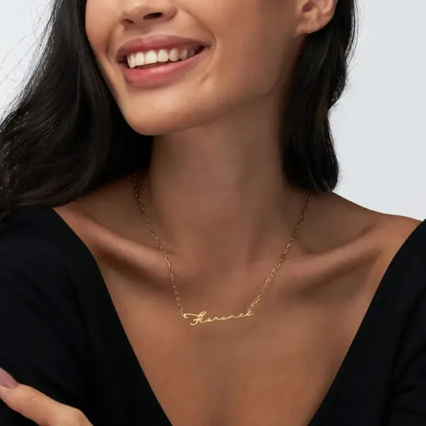 Custom Cursive Name Pendant Necklace in 14K Gold