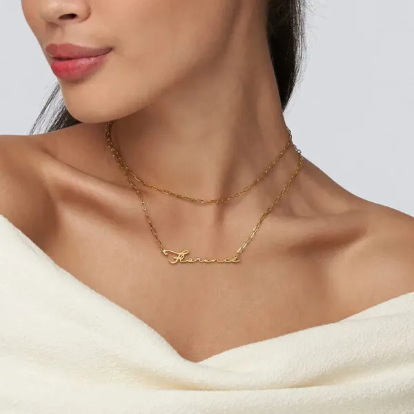 Custom Cursive Name Pendant Necklace in 14K Gold