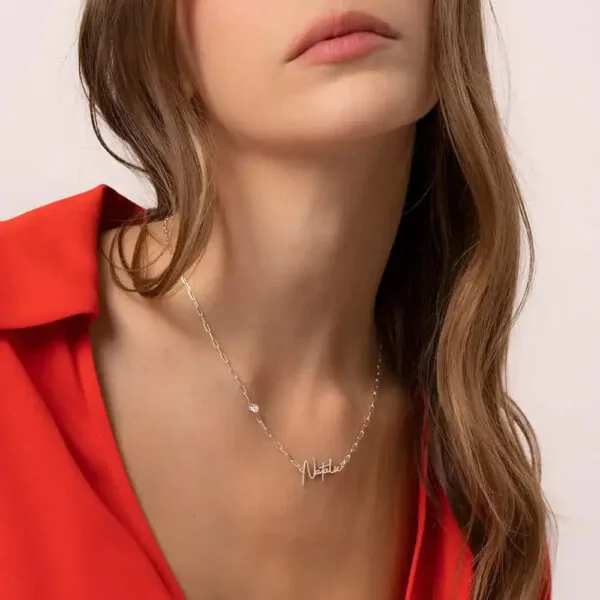 Custom Cursive Name Pendant Necklace in 14K Gold