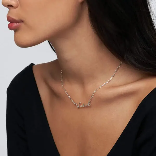 Custom Cursive Name Pendant Necklace in 14K Gold