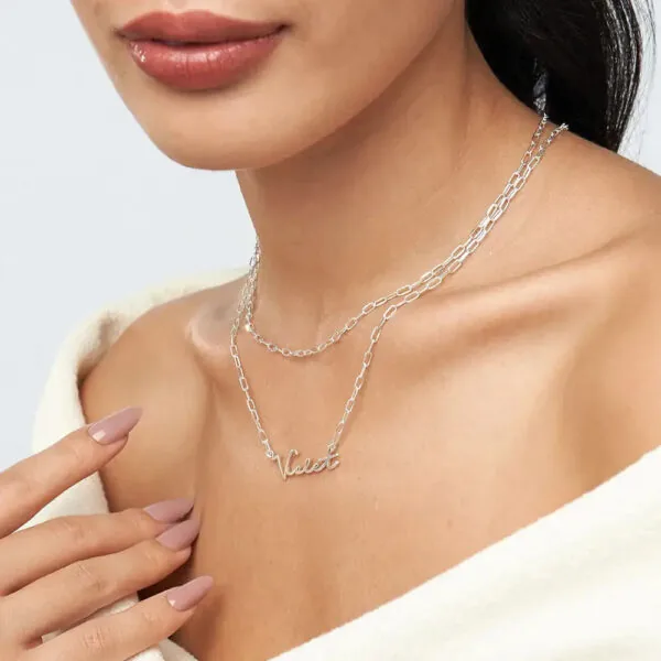Custom Cursive Name Pendant Necklace in 14K Gold