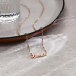 Custom Modern Name Pendant Necklace with 14K Gold