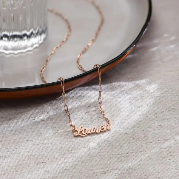 Custom Modern Name Pendant Necklace with 14K Gold