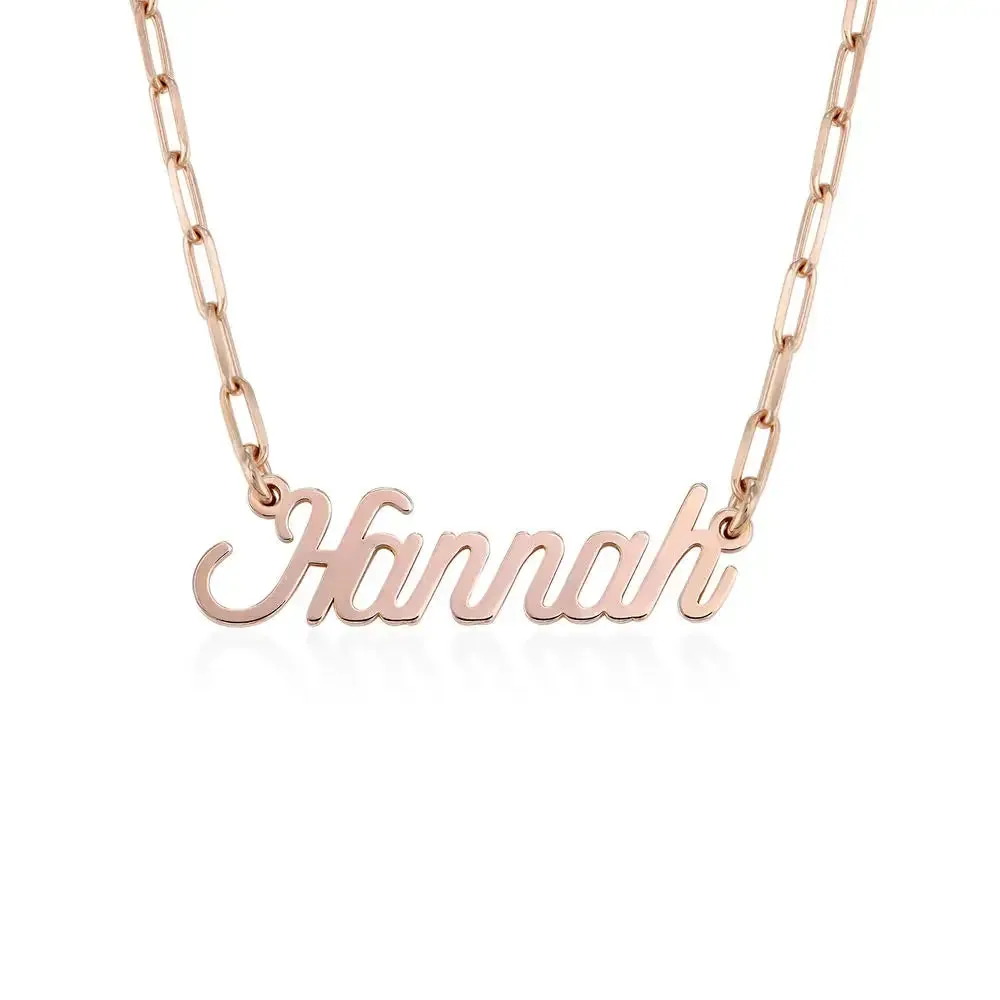 Custom Modern Name Pendant Necklace with 14K Gold