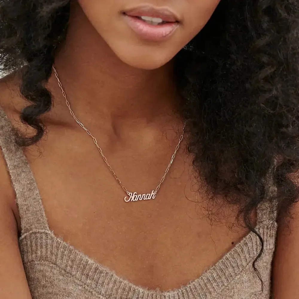 Custom Modern Name Pendant Necklace with 14K Gold