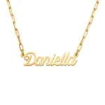 Custom Modern Name Pendant Necklace with 14K Gold