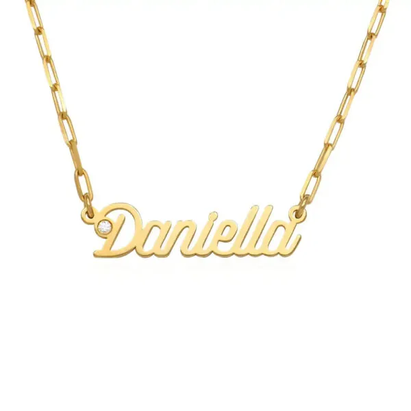 Custom Modern Name Pendant Necklace with 14K Gold