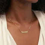 Custom Modern Name Pendant Necklace with 14K Gold