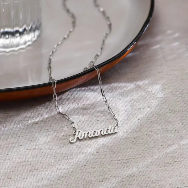 Custom Modern Name Pendant Necklace with 14K Gold