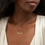 Custom Modern Name Pendant Necklace with 14K Gold