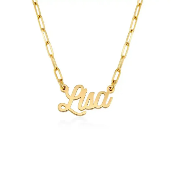 Custom Modern Name Pendant Necklace with 14K Gold