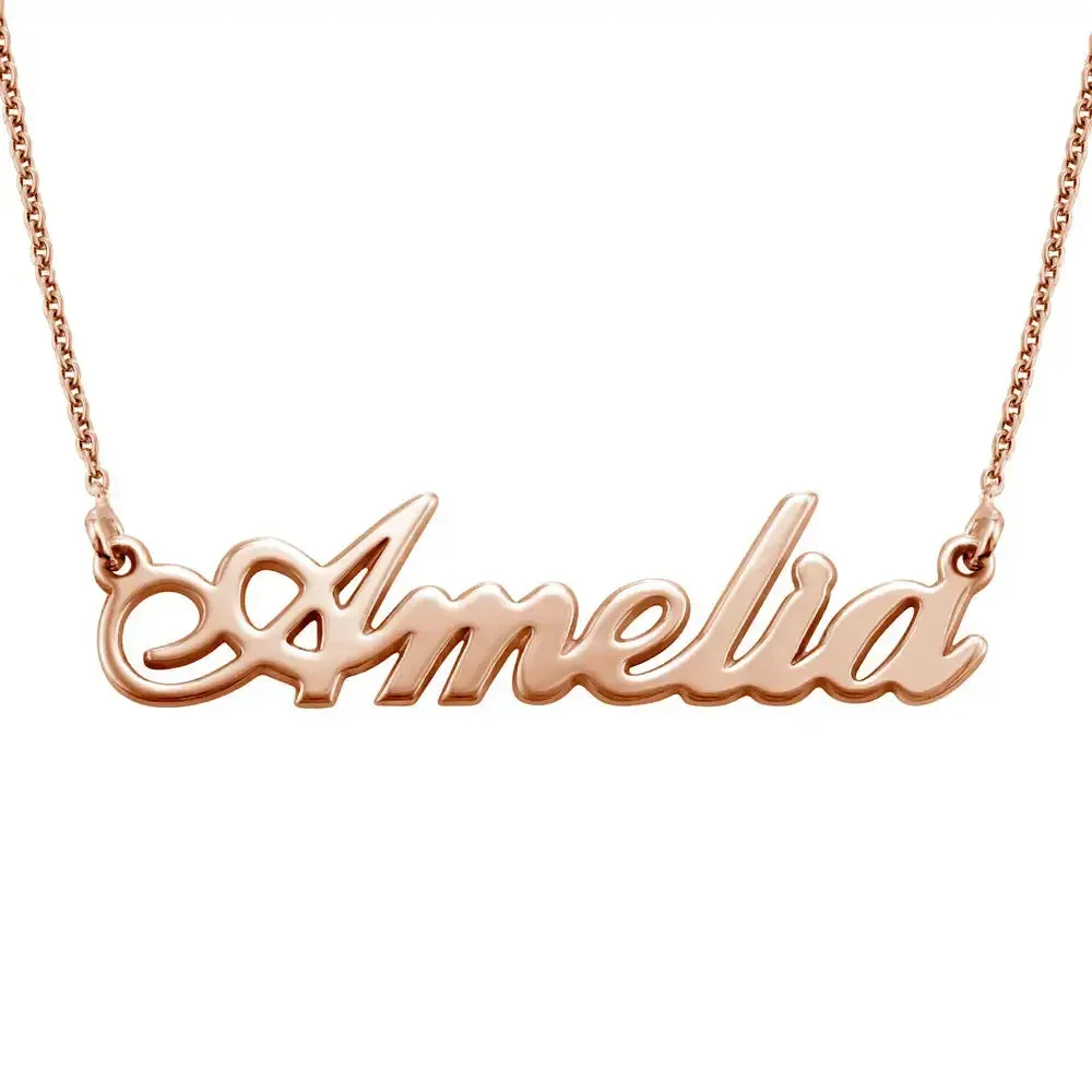Custom Ornate Name Pendant Necklace in 14K Gold