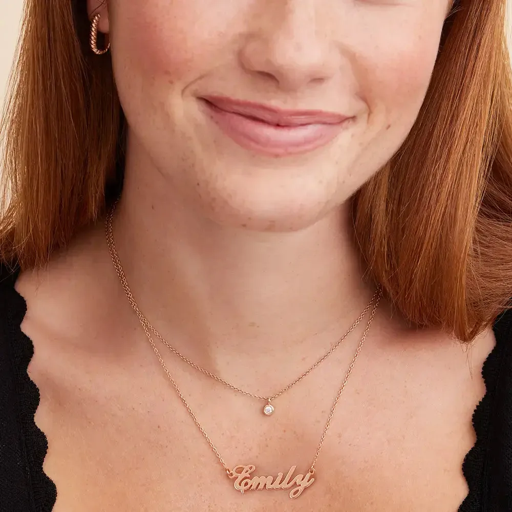 Custom Ornate Name Pendant Necklace in 14K Gold