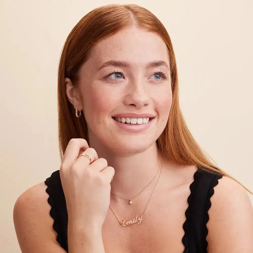 Custom Ornate Name Pendant Necklace in 14K Gold