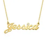 Custom Ornate Name Pendant Necklace in 14K Gold