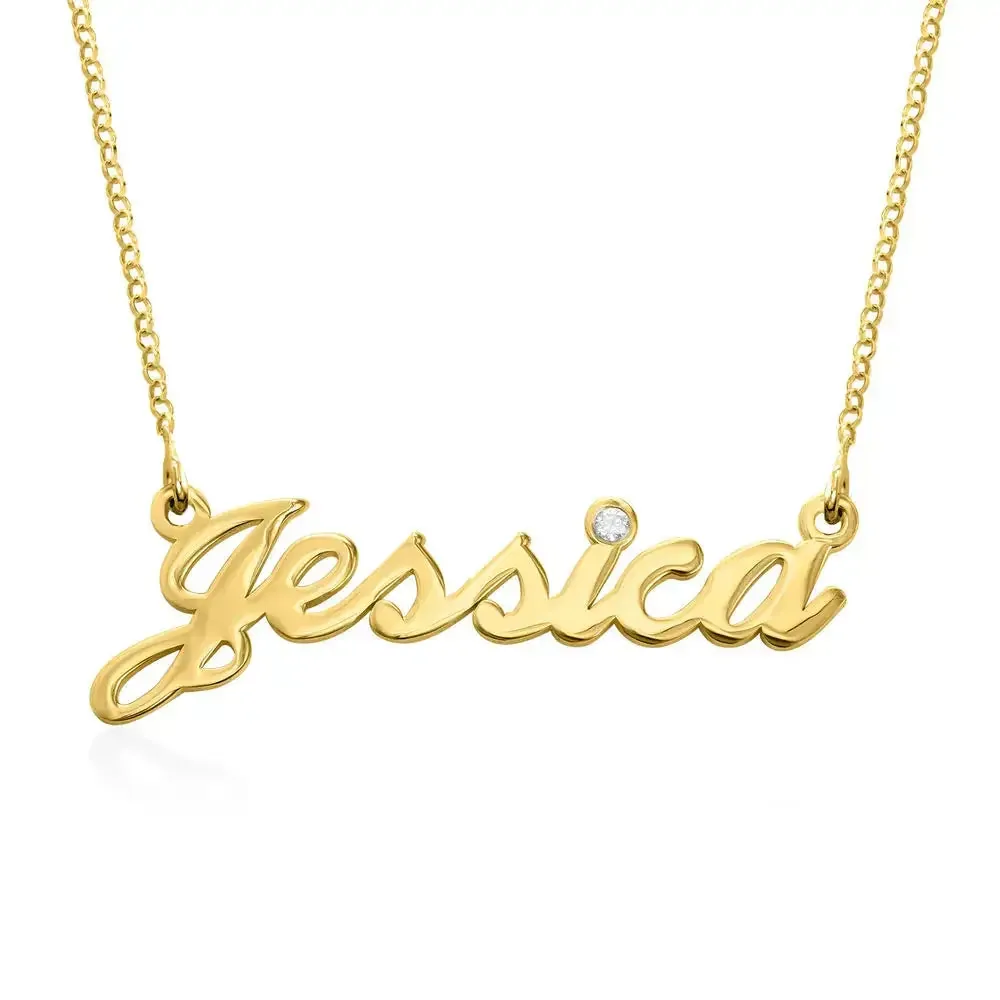 Custom Ornate Name Pendant Necklace in 14K Gold