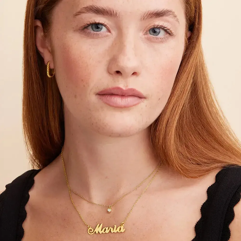 Custom Ornate Name Pendant Necklace in 14K Gold
