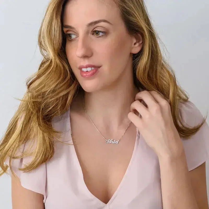 Custom Ornate Name Pendant Necklace in 14K Gold