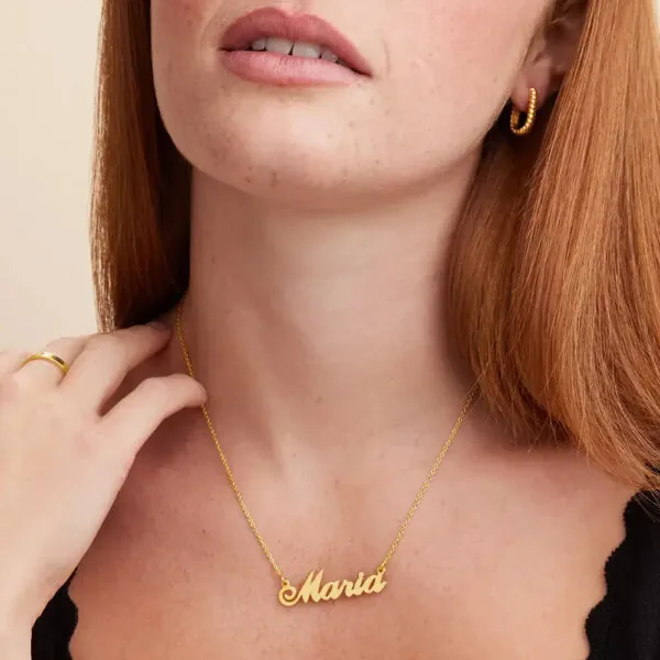 Custom Ornate Name Pendant Necklace in 14K Gold