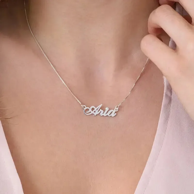 Custom Ornate Name Pendant Necklace in 14K Gold