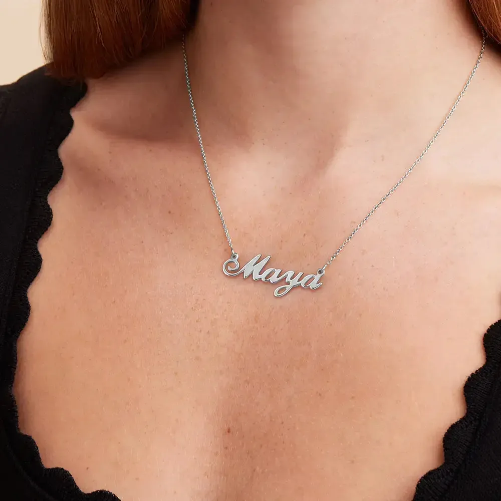 Custom Ornate Name Pendant Necklace in 14K Gold