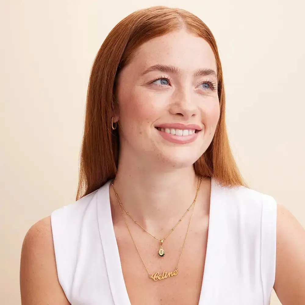 Custom Stylish Name Pendant Necklace in 14K Gold