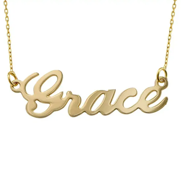 Custom Stylish Name Pendant Necklace in 14K Gold