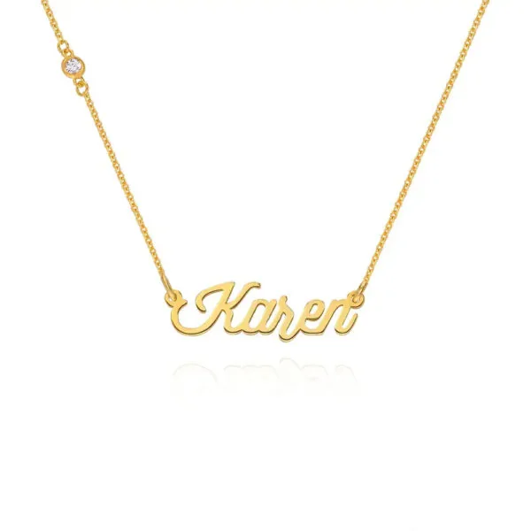 Custom Graceful Name Pendant in 14K Gold