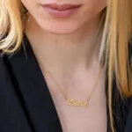 Custom Graceful Name Pendant in 14K Gold