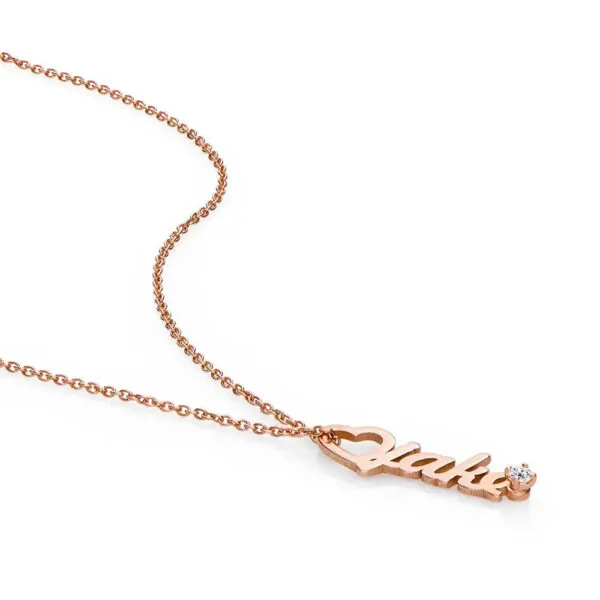 Customize Bold Script Name Pendant in 14K Gold