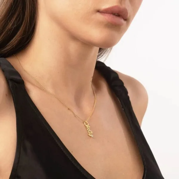 Customize Bold Script Name Pendant in 14K Gold