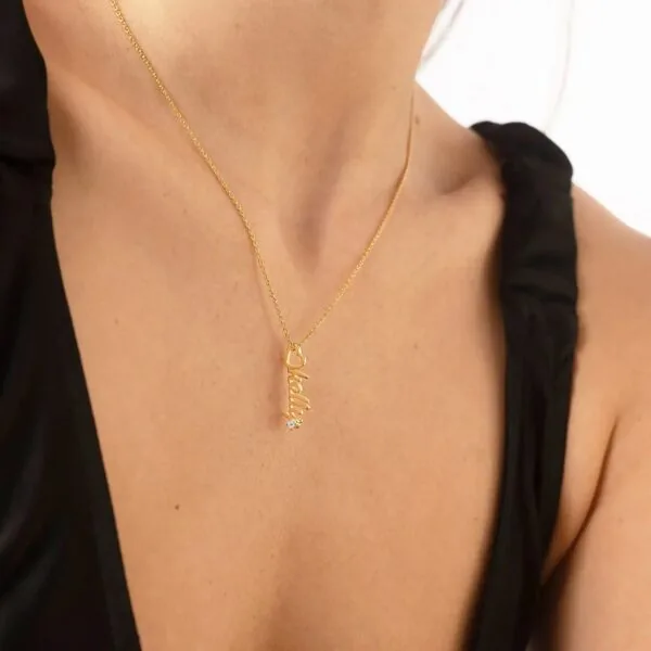 Customize Bold Script Name Pendant in 14K Gold