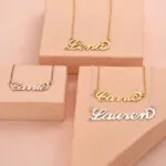 Customize Chic Nameplate Pendant Necklace in 14K Gold