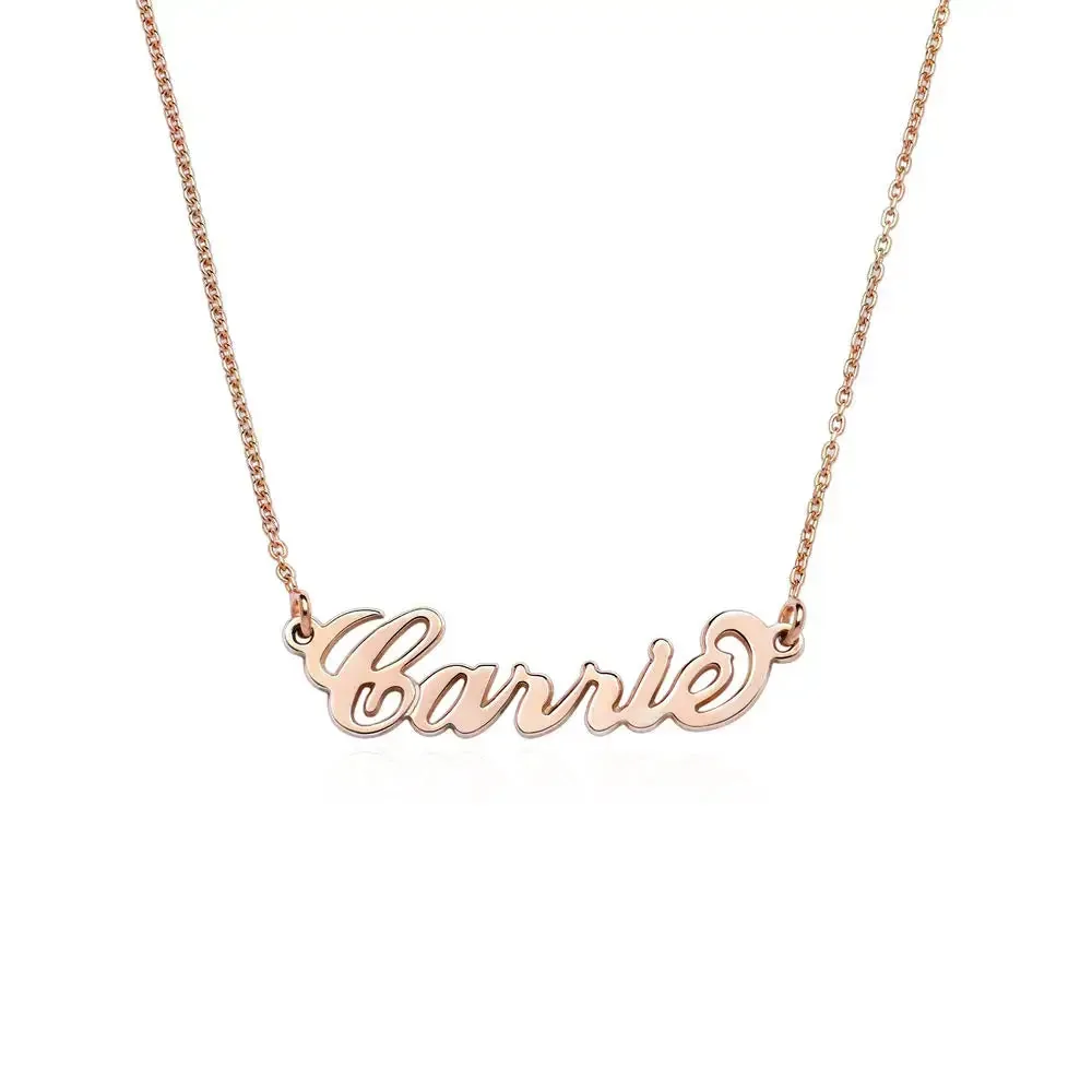 Customize Chic Nameplate Pendant Necklace in 14K Gold