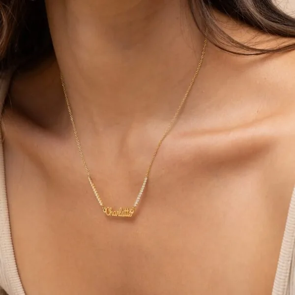 Customize Elegant Script Name Pendant in 14K Gold